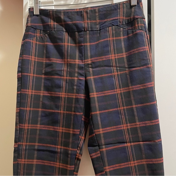 Tribal Pants - Tribal | Orange and navy Checkered plaid ankle cut stretch work pants size 4